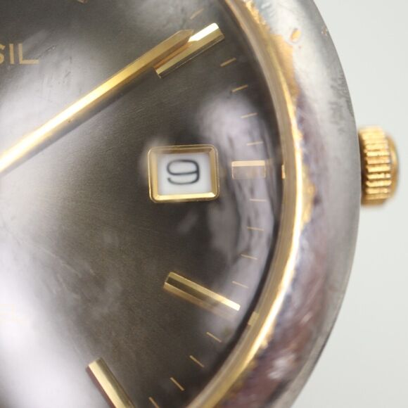 Vintage Fossil Arkitekt Watch Faded Two Tone 35mm Gray Date Dial w New Battery - Picture 8 of 16